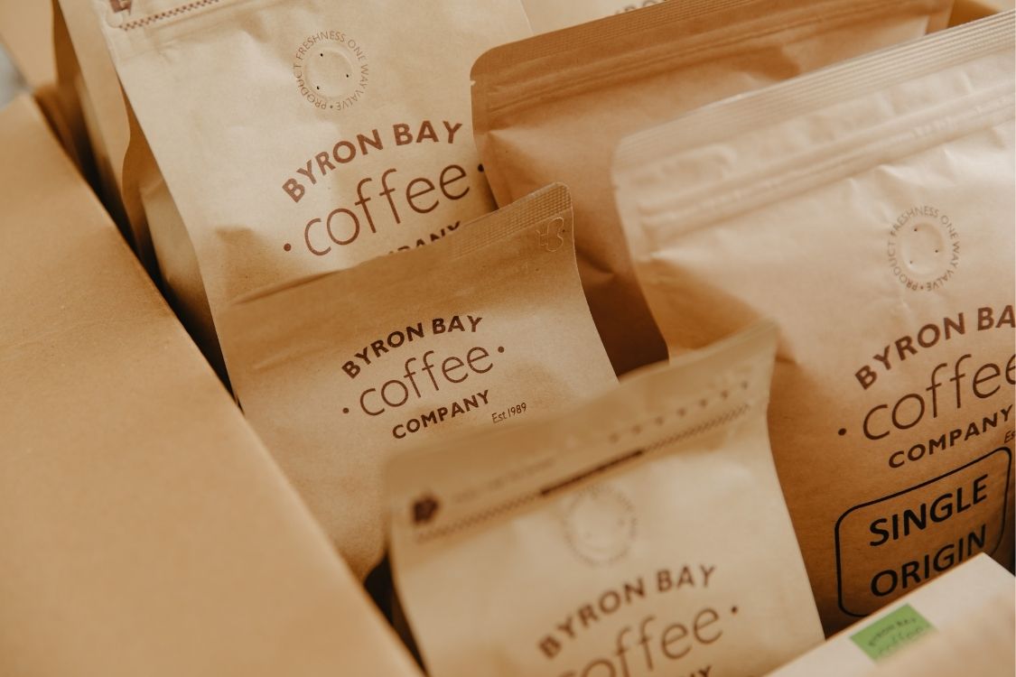 Bags of coffee in a box