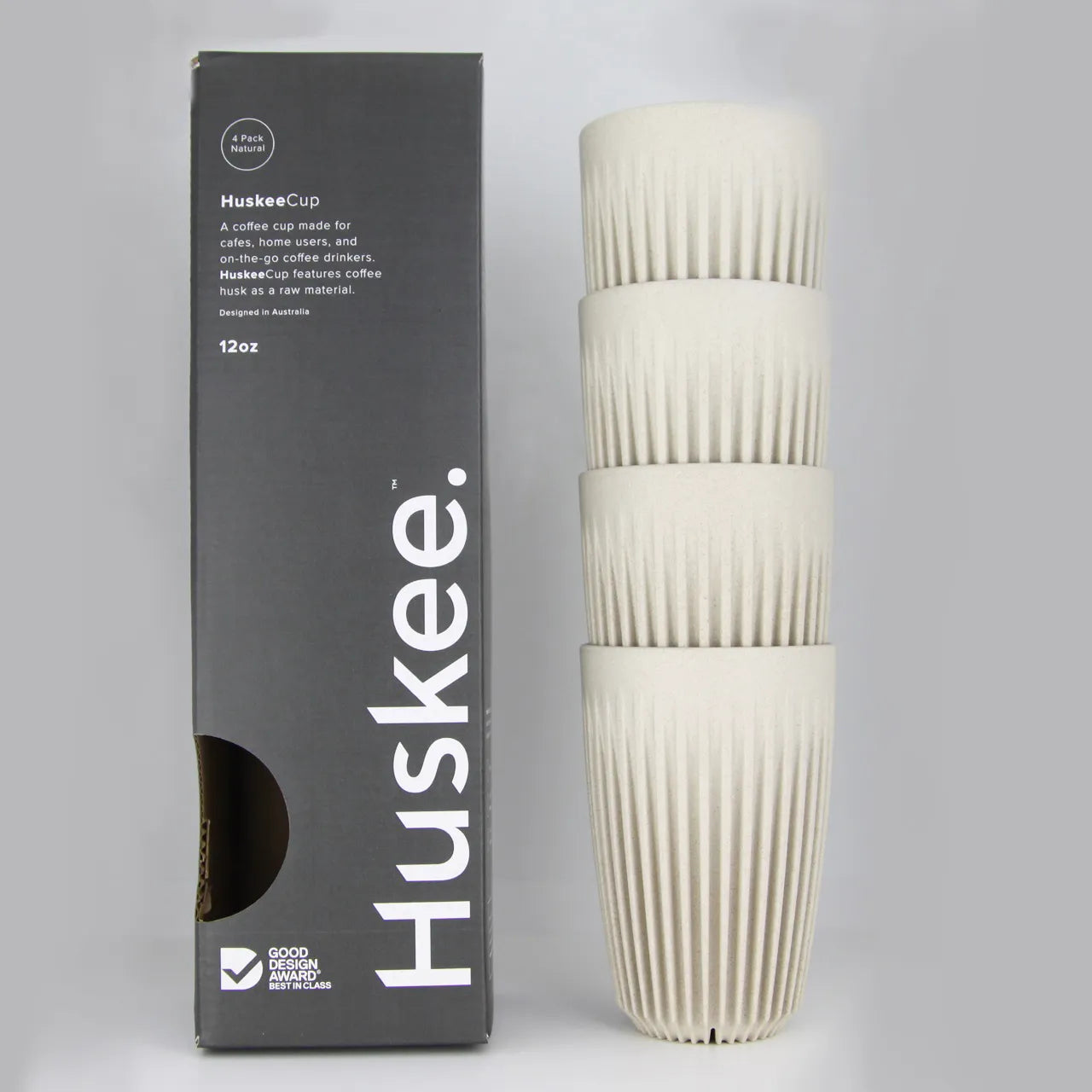 Stack of 4 Natural coloured Huskee cups
