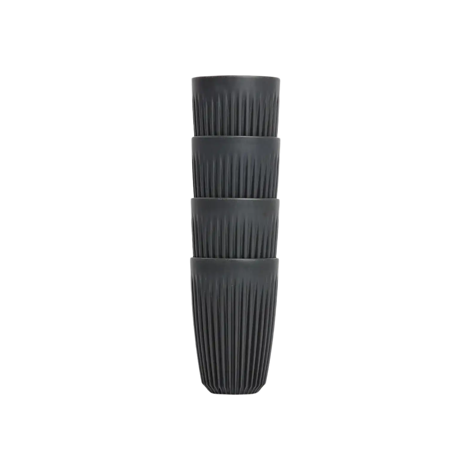 Stack of 4 charcoal coloured Huskee cups