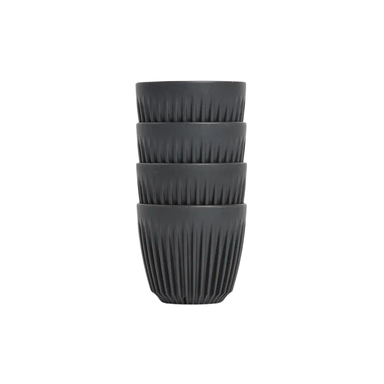 Stack of 4 6oz charcoal Huskee reusable cups