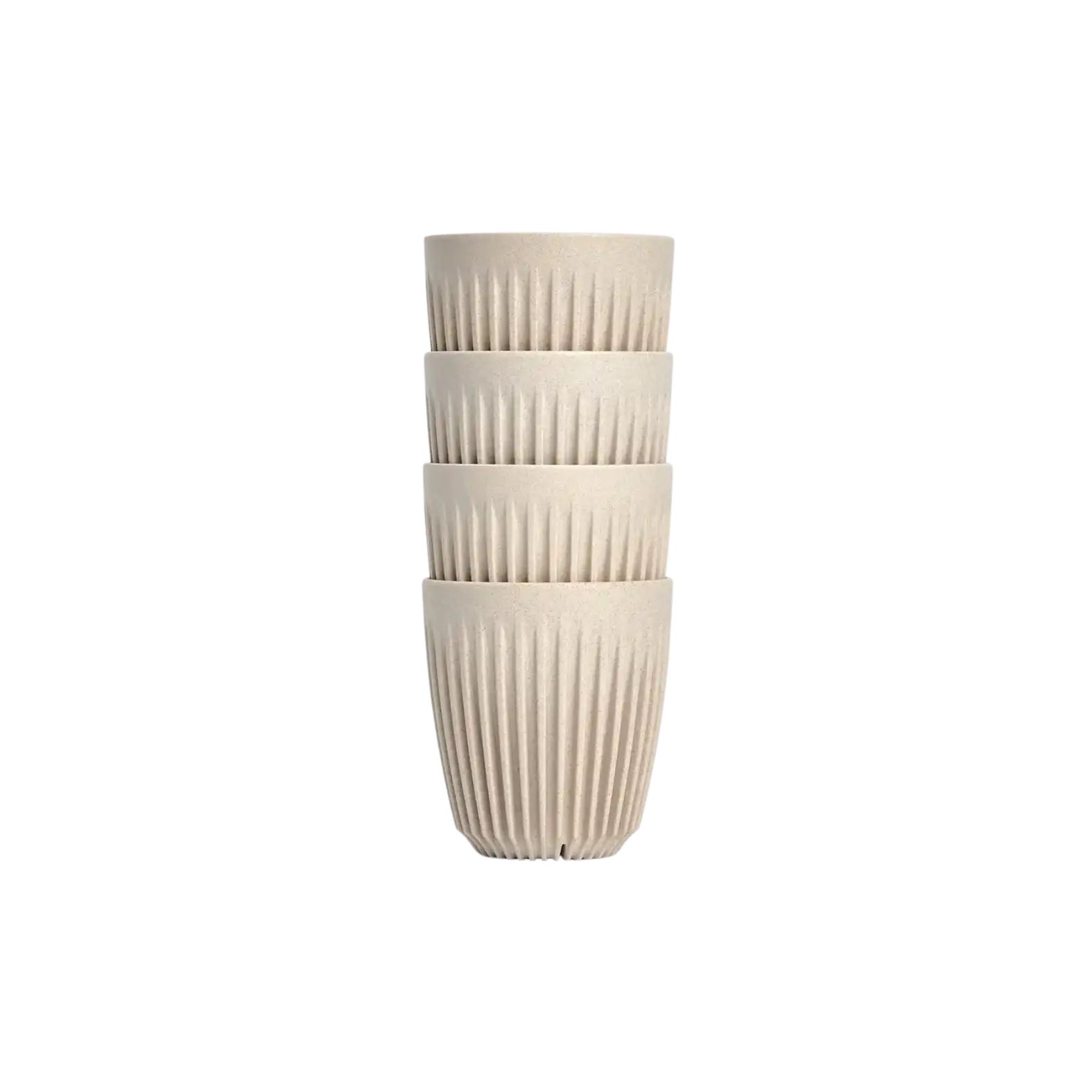 Stack of 4 Natural coloured Huskee reusable cups