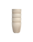 Stack of 4 Natural coloured Huskee reusable cups