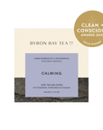 Box of Byron Bay Tea Co. calming leaf tea with lilac label