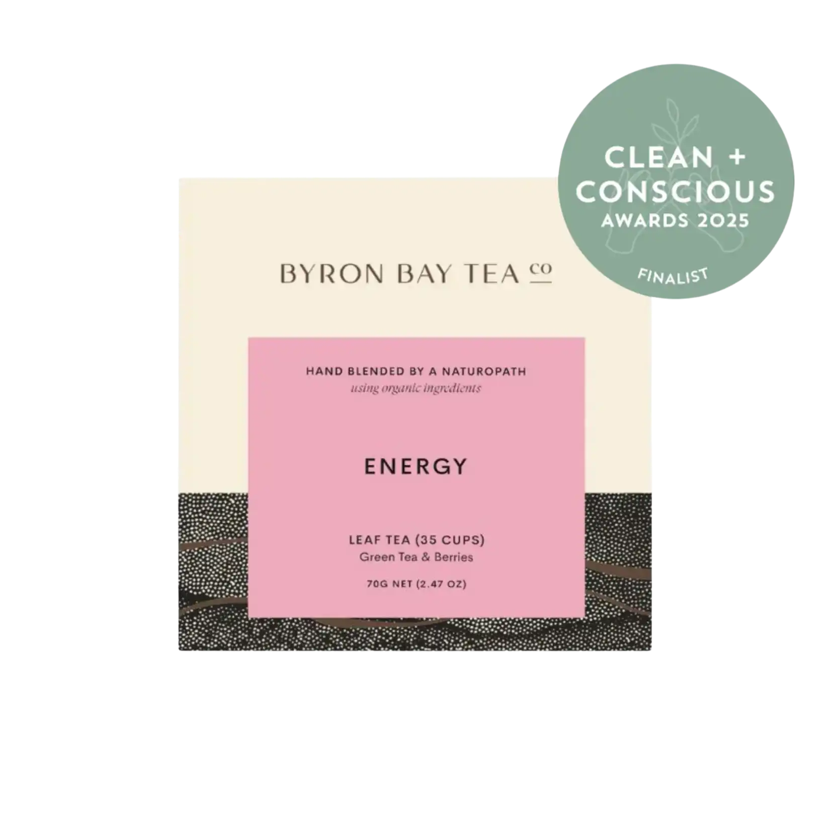 Retail box of Byron Bay Tea Co. Energy Leaf tea
