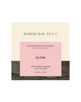 Retail box of Byron Bay Tea Company 'Glow' pyramid teabags