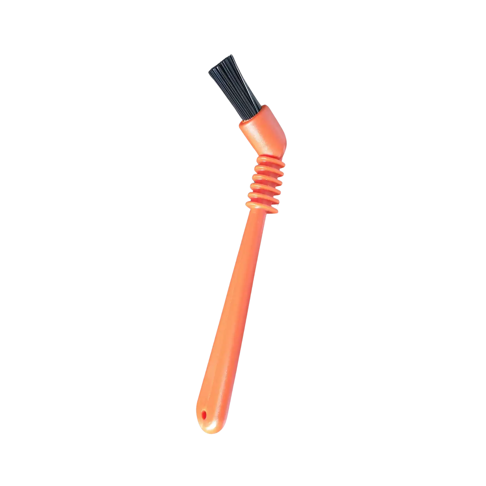 Orange brush with black bristle head on a white background