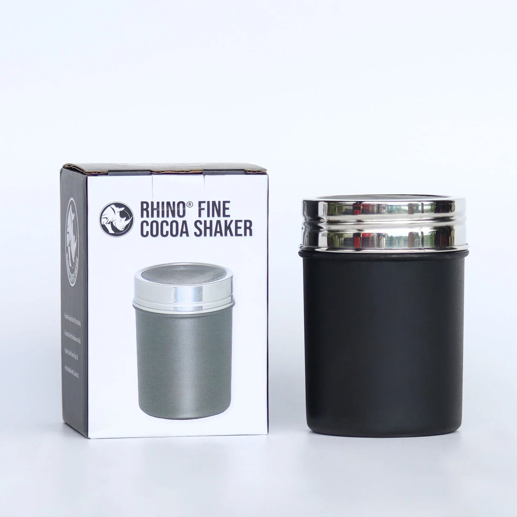 Rhino brand black fine Cocoa Shaker with box