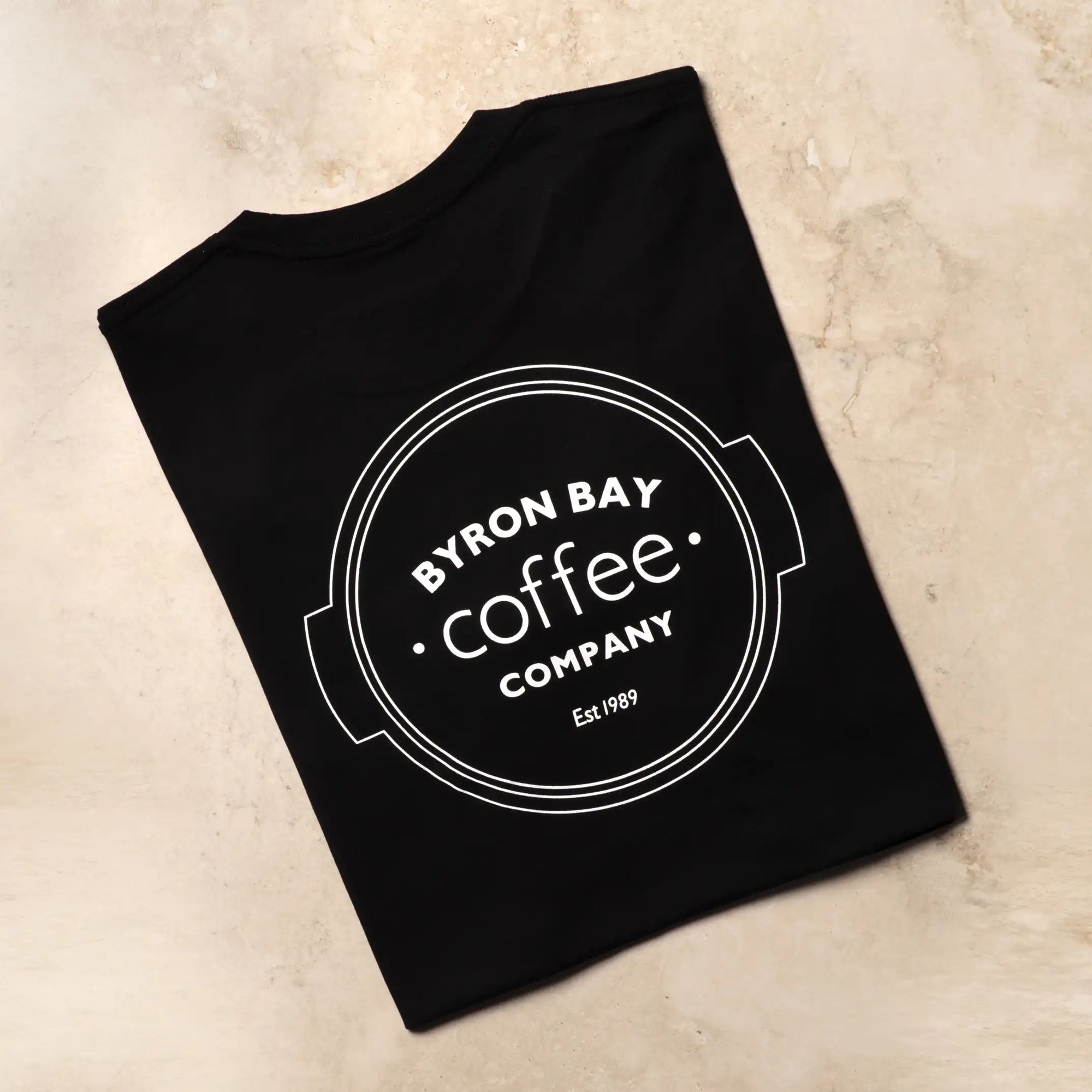 Byron Bay Coffee Company T-Shirt featuring the portafilter logo.