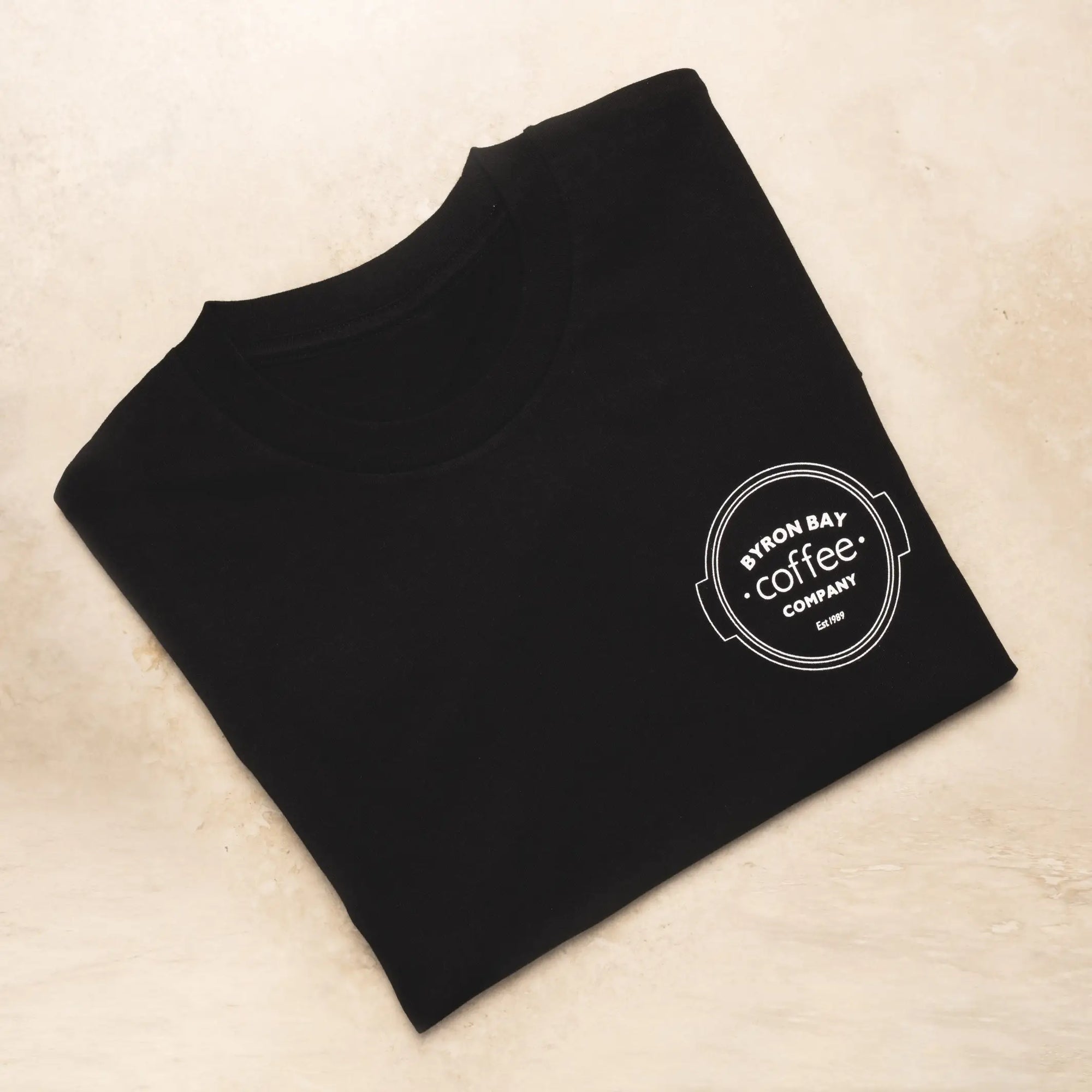 Byron Bay Coffee Company T-Shirt featuring the portafilter logo.